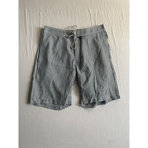 Onia Large Lx9" Blue White Striped‎ Pull On Mesh Lined Swim Trunks Mens Shorts